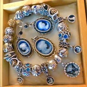 My Pandora RETIRED BLUE PRIMROSE & CAMEO Bracelet